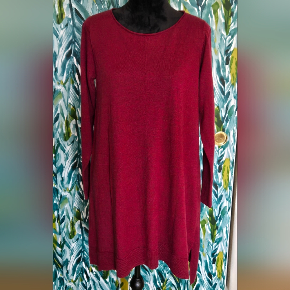 NWT Eileen Fisher Deep Red Wool Dress Or Long Tunic